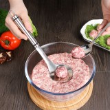 手握压丸子制作器挤肉丸小工具厨房家用菜丸鱼丸勺子不锈钢肉丸勺（直手柄）专利风险