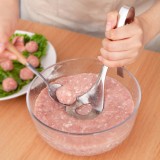 手握压丸子制作器挤肉丸小工具厨房家用肉炸圆子模具肉勺子鱼丸勺（弯曲手柄）