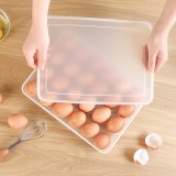可叠加带盖食品收纳盒厨房冰箱保鲜盒家用塑料托盘整理平底平盖防震鸡蛋盒 24格