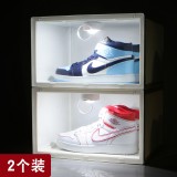 鞋子收纳盒家用球鞋鞋子收纳鞋柜抽屉式收纳神器透明塑料鞋盒（白色款）两个装