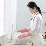 居家防水洗碗保暖手套胶皮手套家用厨房洗衣耐用胶宽口加绒家务手套N-777（M）