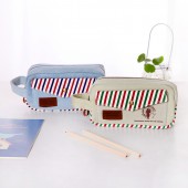 韩国文具牛仔条纹拼接大容量笔袋笔套化妆袋收纳袋 MH14-206