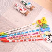 条纹卡通动物铅笔（一包6只售）