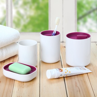 纳川 北欧风漱口刷牙杯子 洗漱杯皂盒收纳筒四件套 A0224-B