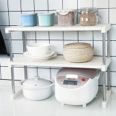 可叠加厨房置物架家用分层调料架双层碗碟架台面储物架沥水收纳架 双层长款（60*26*45cm）