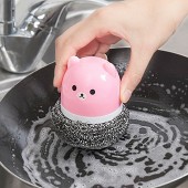带柄钢丝球刷厨房清洁用品清洁球刷子洗碗刷锅卡通造型锅刷家用去油污刷