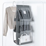 家用皮包收纳袋布艺防尘袋子衣橱收纳整理袋6格部分透明包包挂袋（无纺布款）