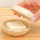 家用浴室带盖沥水肥皂盒出差旅行便携密封香皂盒素色创意防水皂盒(圆形)