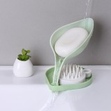 北欧创意双层树叶肥皂盒浴室免钉可拆卸肥皂架家用多功能沥水香皂盒