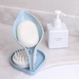 北欧创意双层树叶肥皂盒浴室免钉可拆卸肥皂架家用多功能沥水香皂盒