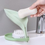 北欧创意双层树叶肥皂盒浴室免钉可拆卸肥皂架家用多功能沥水香皂盒