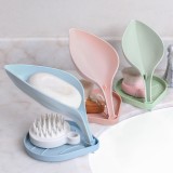 北欧创意双层树叶肥皂盒浴室免钉可拆卸肥皂架家用多功能沥水香皂盒