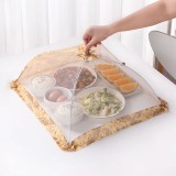 家用饭菜罩子防苍蝇盖餐桌罩剩菜食物饭罩家用防尘遮菜伞可折叠纱网拼接菜罩（小四方）