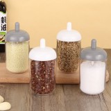 居家厨房味精调料瓶家用带盖调料盒带盖奶瓶状透明调料罐盐罐 （350ml）