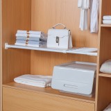 多功能伸缩置物架加强款脚垫防滑整理架分层隔板免钉衣柜收纳衣裤架（宽44CM）升级款