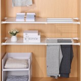 多功能伸缩置物架加强款脚垫防滑整理架分层隔板免钉衣柜收纳衣裤架（宽36CM）升级款