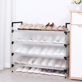 不锈钢多层鞋架门口收纳鞋架组合式简易鞋架子家用室内收纳神器（粗管散柱款）黑色