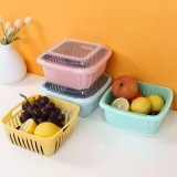 洗菜篮子沥水篮厨房冰箱带盖密封水果蔬菜双层塑料家用收纳保鲜盒 