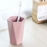 漱口杯简约牙刷杯子情侣洗漱杯家用牙缸杯小麦纤维立体几何形刷牙杯JY176