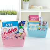 糖果色方形花边收纳盒 桌面整理盒 杂物收纳盒