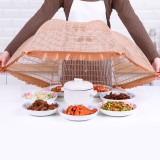 防苍蝇盖菜罩食物罩饭菜罩子防尘桌盖可折叠伞形菜罩（方格）