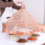 防苍蝇盖菜罩食物罩饭菜罩子防尘桌盖可折叠伞形菜罩（方格）