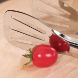 加厚304不锈钢食品夹厨房家用夹牛排烤肉防滑沥油夹三线镂空烧烤夹