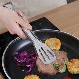 加厚304不锈钢食品夹厨房家用夹牛排烤肉防滑沥油夹三线镂空烧烤夹