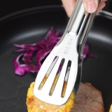 加厚304不锈钢食品夹厨房家用夹牛排烤肉防滑沥油夹三线镂空烧烤夹