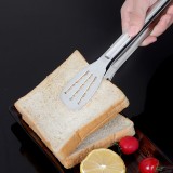 加厚304不锈钢食品夹厨房家用夹牛排烤肉防滑沥油夹三线镂空烧烤夹