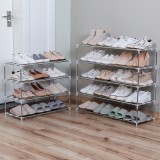 不锈钢多层鞋架简易组合式收纳鞋柜省空间宿舍鞋架子家用经济型（三通四通66cm）