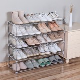 不锈钢多层鞋架简易组合式收纳鞋柜省空间宿舍鞋架子家用经济型（三通四通82cm）