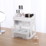 化妆品收纳盒桌面整理箱梳妆台防尘置物架抽屉式护肤品收纳箱化妆盒（一高一低）