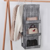 家用皮包收纳袋布艺防尘袋子衣橱收纳整理袋6格部分透明包包挂袋（阳离子面料款）