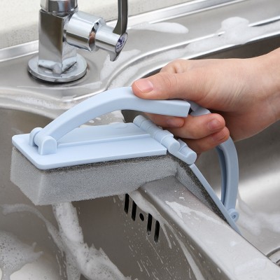 牛角可折叠带柄海绵清洁刷控水海绵擦瓷砖刷长柄刷碗刷厨房刷地