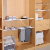 多功能伸缩置物架加强款脚垫防滑整理架分层隔板免钉衣柜收纳衣裤架（宽25CM）螺丝款