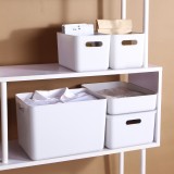 多功能日式收纳盒家用带盖衣物整理收纳筐桌面杂物零食玩具储物箱（彩色款五件套）