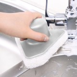 海绵刷带手柄浴室瓷砖刷厨房去污刷子洗锅魔力纤维毛刷清洁刷（百洁布白色底）三角款