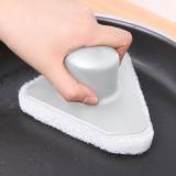 海绵刷带手柄浴室瓷砖刷厨房去污刷子洗锅魔力纤维毛刷清洁刷（百洁布白色底）三角款