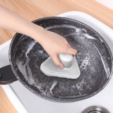 海绵刷带手柄浴室瓷砖刷厨房去污刷子洗锅魔力纤维毛刷清洁刷（百洁布白色底）三角款