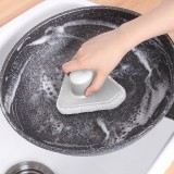 海绵刷带手柄浴室瓷砖刷厨房去污刷子洗锅魔力纤维毛刷清洁刷（百洁布白色底）三角款