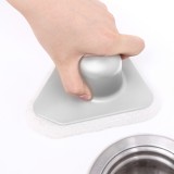 海绵刷带手柄浴室瓷砖刷厨房去污刷子洗锅魔力纤维毛刷清洁刷（百洁布白色底）三角款