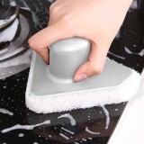 海绵刷带手柄浴室瓷砖刷厨房去污刷子洗锅魔力纤维毛刷清洁刷（百洁布白色底）三角款