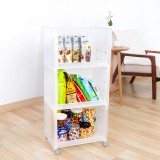 家用可叠加收纳筐厨房浴室带轮可移动整理筐卧室儿童玩具衣物收纳置物筐（中号三层）