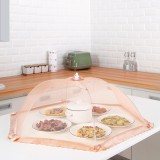 家用饭菜罩子防苍蝇盖餐桌罩剩菜食物饭罩家用防尘遮菜伞可折叠蕾丝边菜罩（1918）圆形