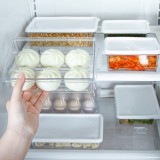 透明塑料长方形保鲜盒密封罐食品收纳盒可叠加冰箱冷藏密封储物盒子（大号）