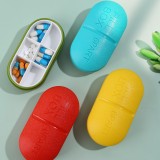 创意药片状六格大容量便携一周药盒分类药盒迷你随身分装盒旅行小药盒子