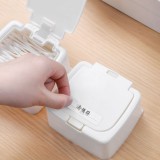 弹窗式收纳盒桌面带盖防尘塑料棉签盒按压式整理收纳迷你储物盒