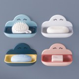 创意云朵双层肥皂盒吸盘壁挂式香皂盒架可爱沥水卫生间免打孔置物架皂盒子