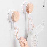 木质圆头挂钩家用多功能免钉粘钩强力承重创意挂钩门后免打孔粘钩（单排挂钩）